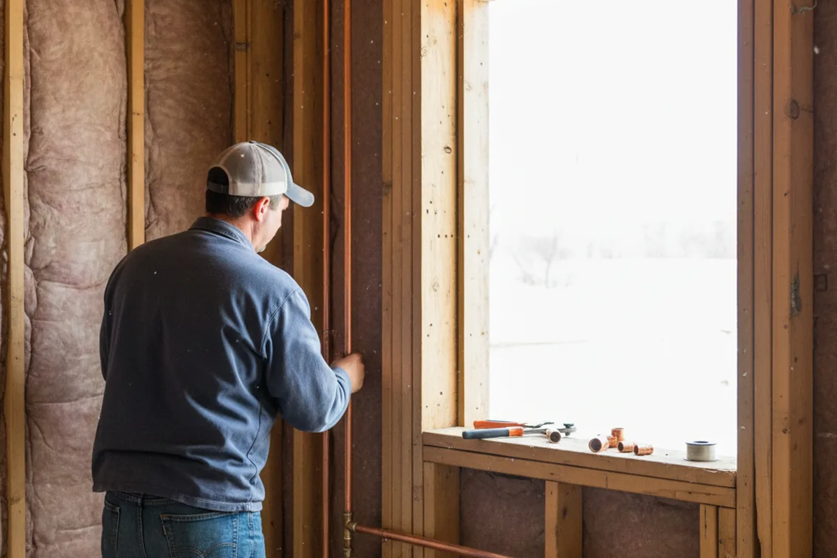 Licensed plumber running new copper supply lines in a Riverton home