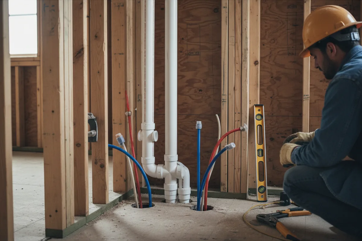 Drain and supply rough-in during Sump Pump Repair in Riverton
