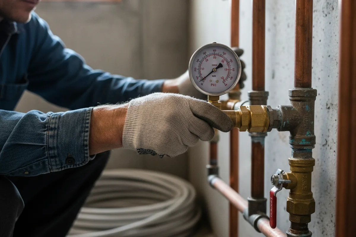 Pressure testing a repaired line during Water Line Repair in Riverton